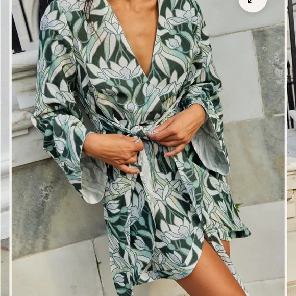 Kenny Flowers  Floral Wrap Dress with Belt- large -NWT - Picture 6 of 7